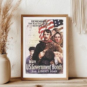 Historical Vintage Poster, Wall Art  for History Buff, Historical Home Office Decoration, Patriotic Americana Wall Art, Living room wall art