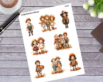 Autumn Children Sticker Sheet - Planner sticker - Bullet Journal Sticker - Happy Planner - Decorative Sticker