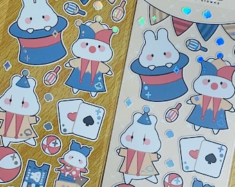 Bunny Circus Clowns Sticker Sheet