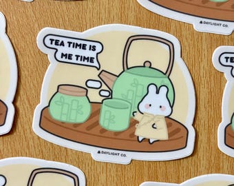Bunny Tea Time is Me Time Vinyl Sticker