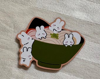 Bunny Ramen Wooden Magnet