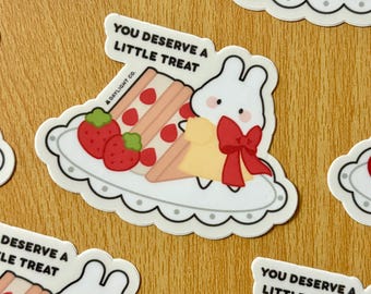 Bunny You deserve a little treat Vinyl Sticker
