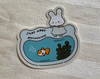 Bunny Keep on Swimming Vinyl Sticker