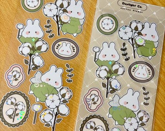 Bunny Cotton Flower Sticker Sheet