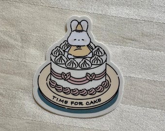 Bunny Time for Cake Vinyl Sticker