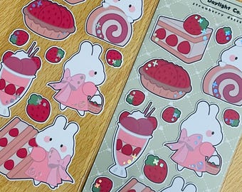 Bunny Strawberry Desserts Sticker Sheet
