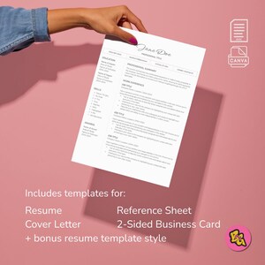 Modèle de curriculum vitae épuré et délicat, lot de feuilles de référence pour une lettre de motivation élégante, documents Google, carte de visite professionnelle élégante Canva modifiable