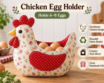 Chicken Egg Holder Sewing Pattern, Fabric Egg Basket PDF, Holds 6–8 Eggs
