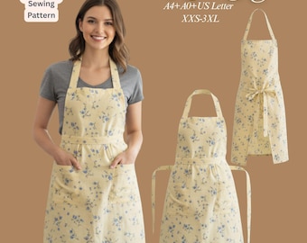 Retro Apron Pattern PDF: XXS–3XL, Kitchen Apron Sewing Pattern, Instant Download