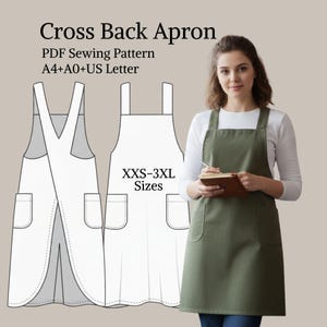 Patron de couture de tablier croisé | Style japonais, XXS-3XL (téléchargement PDF)