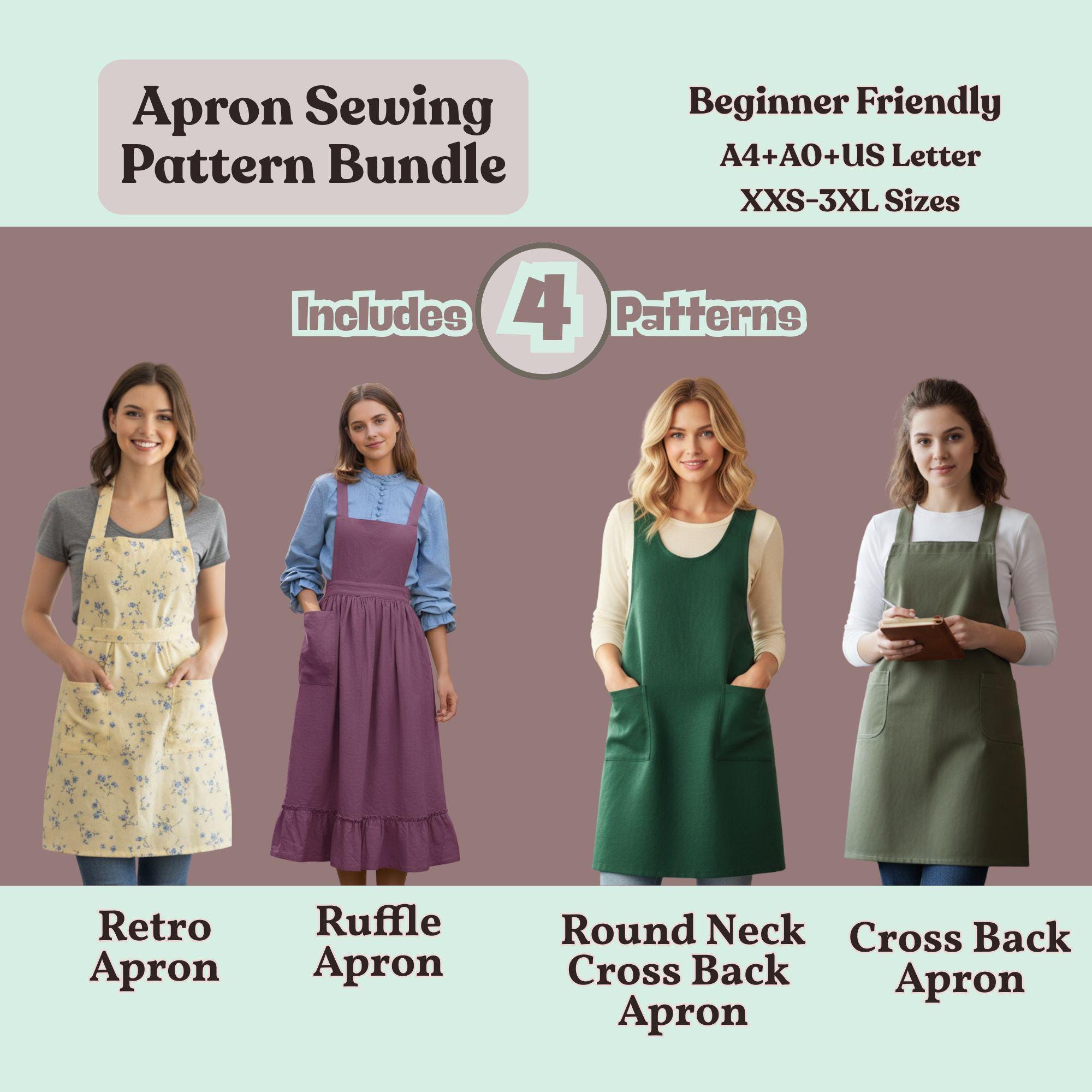 Apron Sewing Pattern Bundle PDF: Beginner Friendly, 4 Top Selling Apron ...