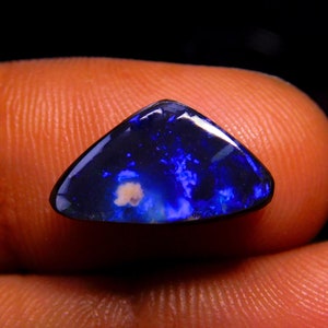 Triangle Australian Opal Doublet: Royal Blue Cabochon, 4.5 Carat