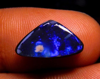Triangle Australian Opal Doublet: Royal Blue Cabochon, 4.5 Carat