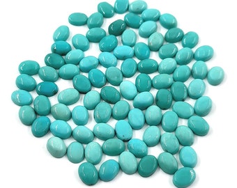 Arizona Turquoise Cabochons: Light Blue Oval Gemstone Batch (8x6mm)