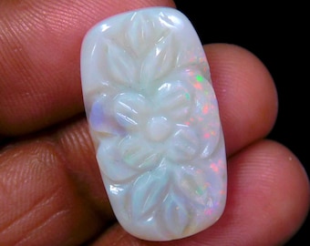 11.70 Carat Australian Opal Carving Cabochon, Rectangle Shape Coober Pedy Hand Carving Gemstone