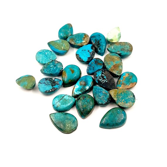 Cabochon turquoise du Tibet naturel : Pierre ovale bleu-vert