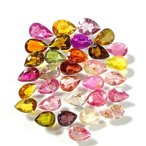 Natural Tourmaline Faceted Gemstone, Pear Shape Tourmaline, Multi Color, Loose Stone For Jewelry Making.