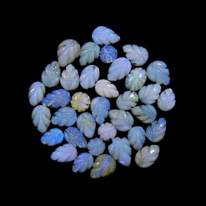 35 Pcs Brazilian Opal Carved Cabochons, Mix Shape Gemstone Batch