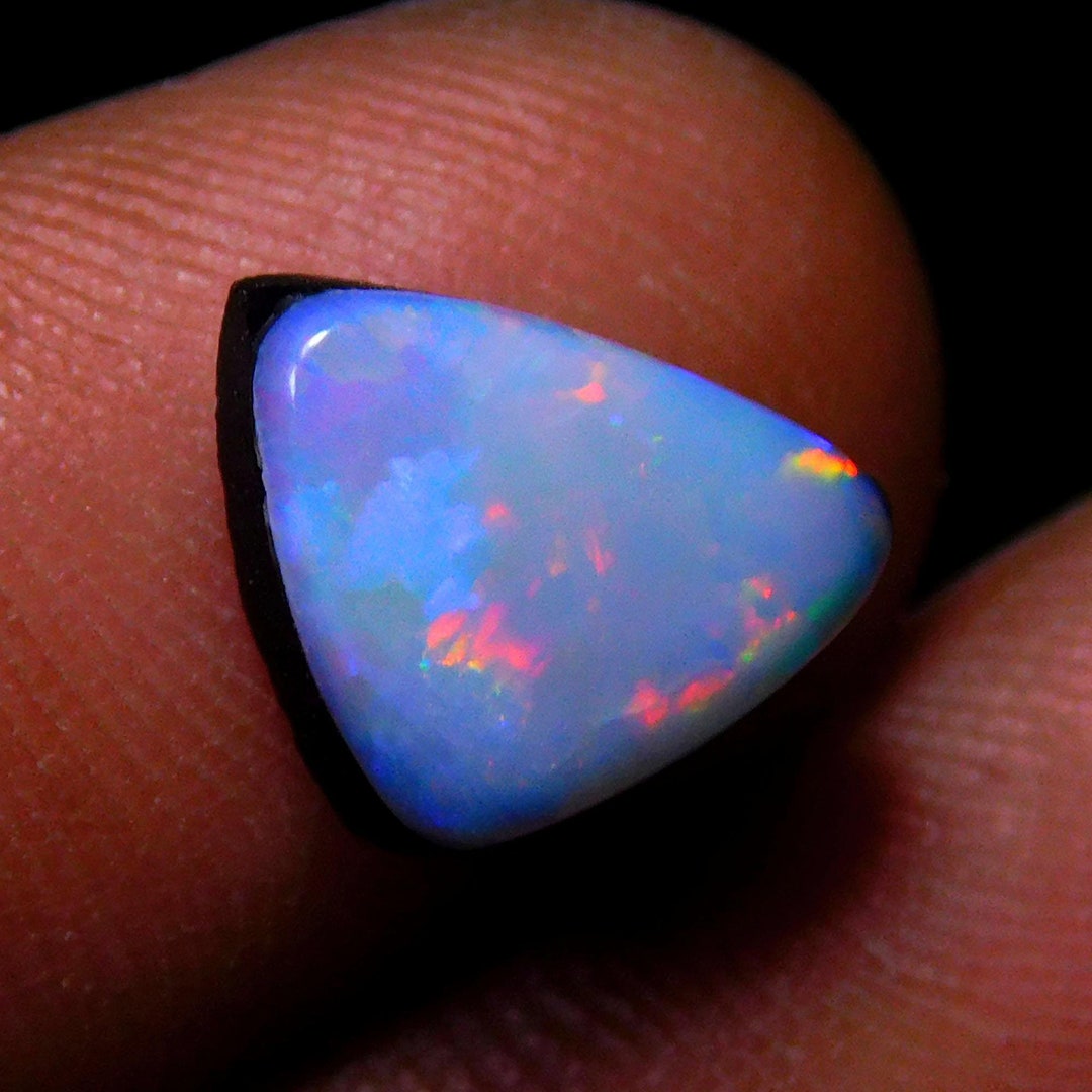 11x8mm Triangle Shape Australian Opal Doublet, Good Quality Multi Flash ...