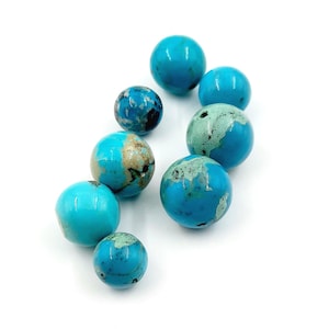 Kingman Arizona Turquoise Drilled Ball Beads: Blue Jewelry Making Lot