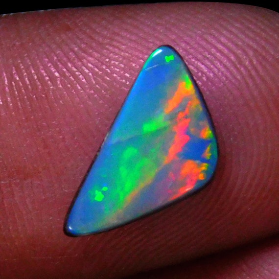 Australian Opal Doublet: Triangle Cabochon, Multi-color Stone