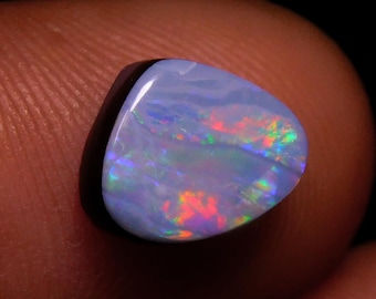 Australian Opal Doublet Cabochon: Multi Flash Gemstone (9.50x7.70x3.65mm)