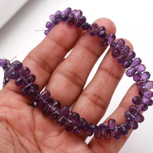 Faceted Amethyst Teardrop Beads Strand - 8 Inch