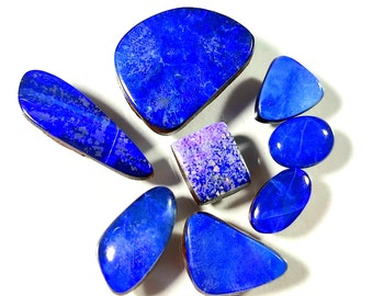 8 Pieces Natural Australian Opal Doublet, Mix Fancy Shape Cabochon, Handmade Blue Opal Doublet, Jewelry Making, Loose Fire Doublet Opal Lot.