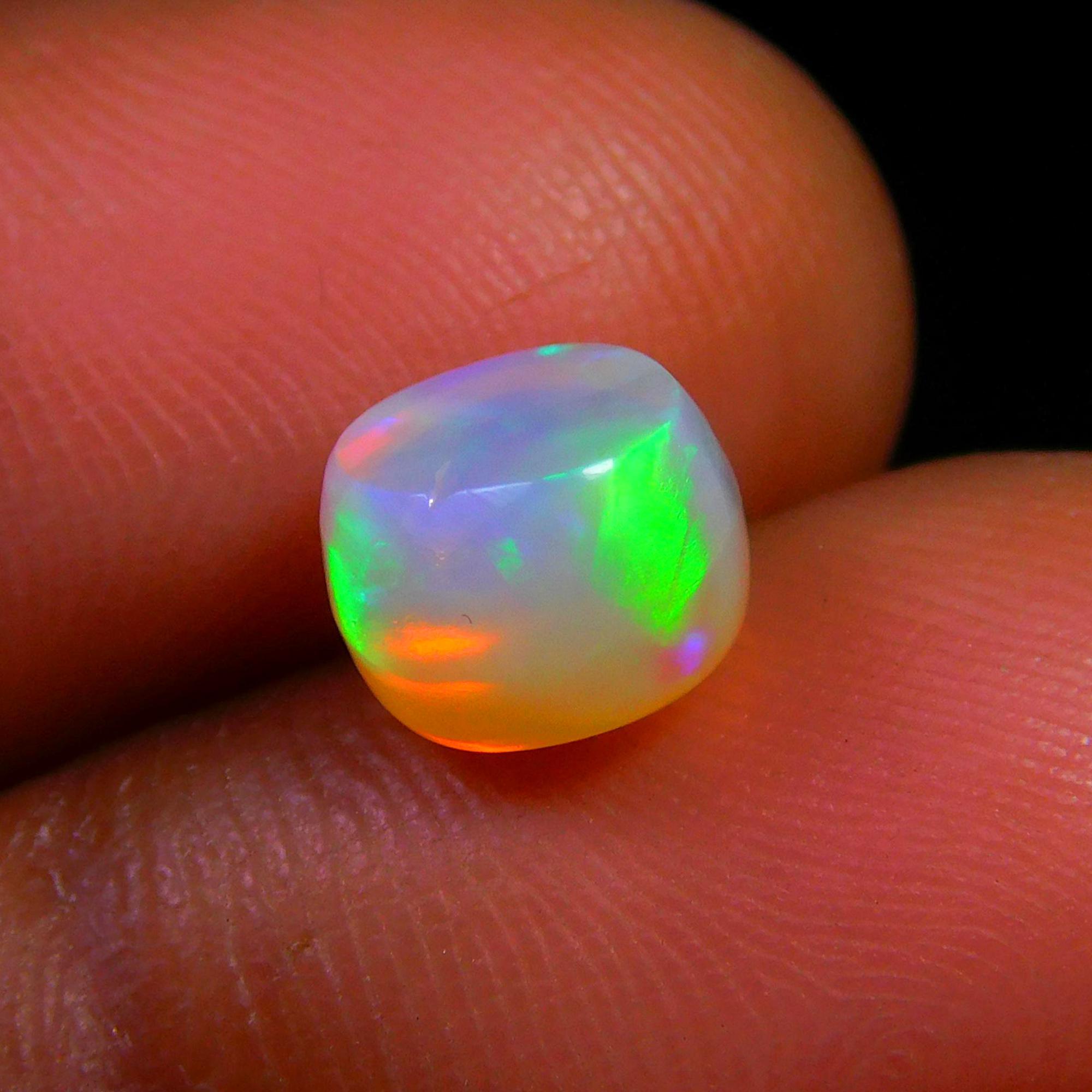 Cabochon D'opale Boulder Australienne Multicolore - Pierre Naturelle, Forme Libre Polie - 23.5x20x4.5 Mm