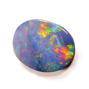 Australian Opal Doublet Cabochon: Oval Multi Flash Gemstone (13x10mm)