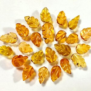 Carved Tourmaline Gemstone Leaves: Yellow Brown, 33 Piece Batch image 3
