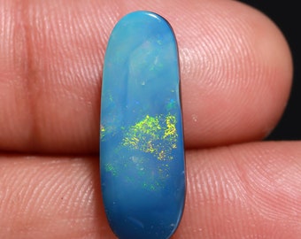 7 Carat Long Oval Australian Opal Doublet, Good Quality Multi Flash Doublet, Shiny Polished Natural Opal Doublet Gemstone.