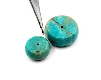 Arizona Turquoise Beads: Round Cabochons, Polished Gemstone (2 pc)