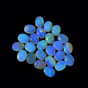 Australian Opal Cabochons: 9x7mm Oval Blue Flash Gemstone