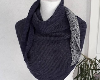 Dreieckstuch, Schal, Stola, Damen, handgestrickt, blau, kuschelig warm