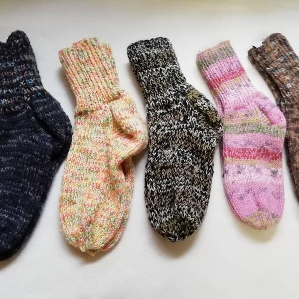 Socken handgestrickt, warme, dicke Wollsocken, Größe 41-43, verschiedene Farbvariationen
