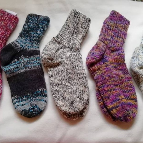 Socken handgestrickt, warme, dicke Wollsocken, Größe 38-40, verschiedene Farbvariationen