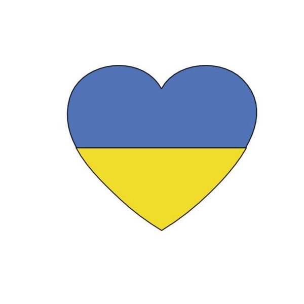 Ukraine Heart Decal vinyl, Car Decal, Desk sticker, car sticker, vinyl car decal, cricut, custom colour, glitter waterbottle decal