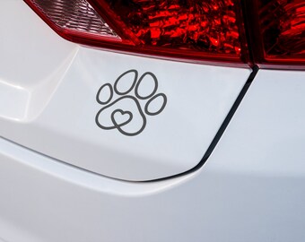 Dog Paw Print with Heart | Handmade Permanent Vinyl Decal |Laptop Sticker | Car Boat Vehicle Decal Sticker |