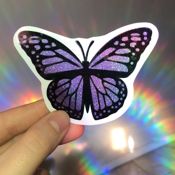 Butterfly Holographic vinyl, Car Decal, Desk sticker, car sticker, vinyl car decal, cricut, custom colour, glitter waterbottle decal