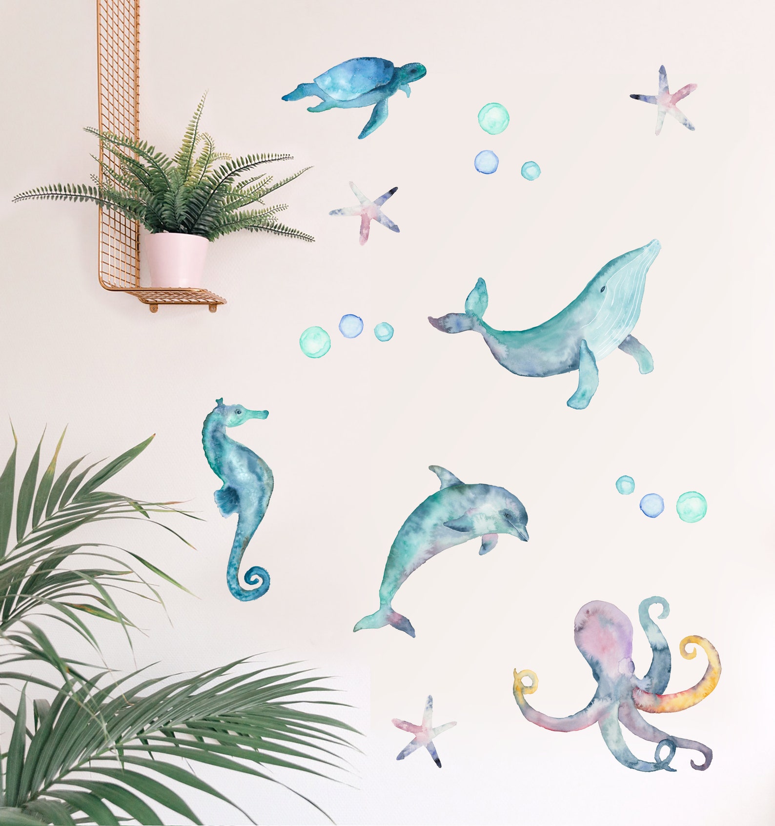 Underwater Animal Wall Sticker Decals Wall Decoration Etsy
