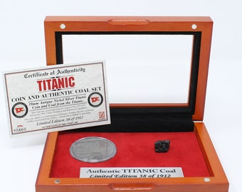 Ensemble authentique de charbon et de pièces de monnaie Titanic en édition limitée