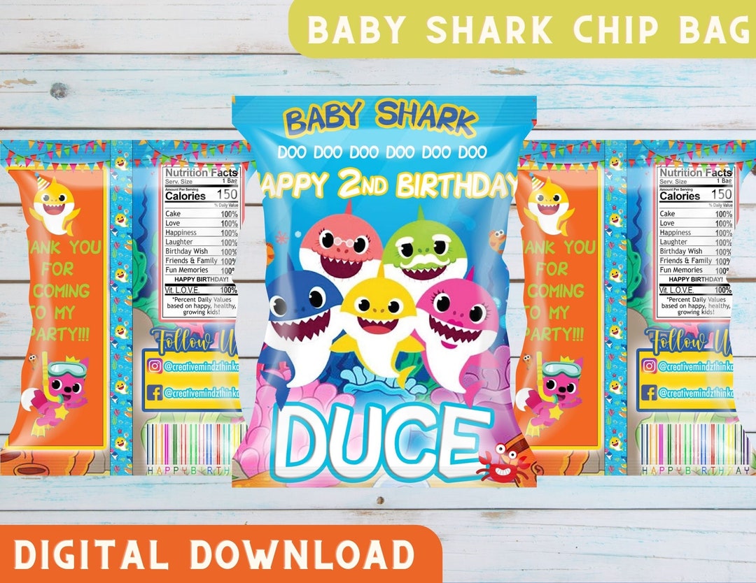Baby Shark Chip Bag Digital Template Birthday - Etsy