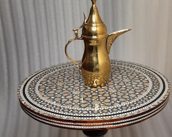 coffee & End Table .Egyptian Side Table,  Round  Table.Egyptian Mother of Pearl Table, , Mosaic Wooden Table, handmade table.