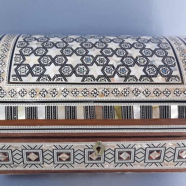 Handmade Wood Jewelry Box, Egyptian Mother of pearl Inlaid Mosaic Wooden Jewelry Box, Jewellery Storage, Wedding Gift, Trinket Box.