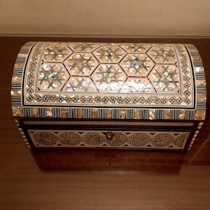 Handmade Wood Jewelry Box, Egyptian Mother of pearl Inlaid Mosaic Wooden Jewelry Box, Jewellery Storage, Wedding Gift, Trinket Box.