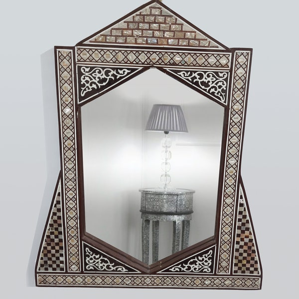 Amazing handmade Mother of Pearl Inlaid  Wood Mirror Frame, Wall Decor 26" * 22",  Wooden Frame,Wall Hanging,home decor