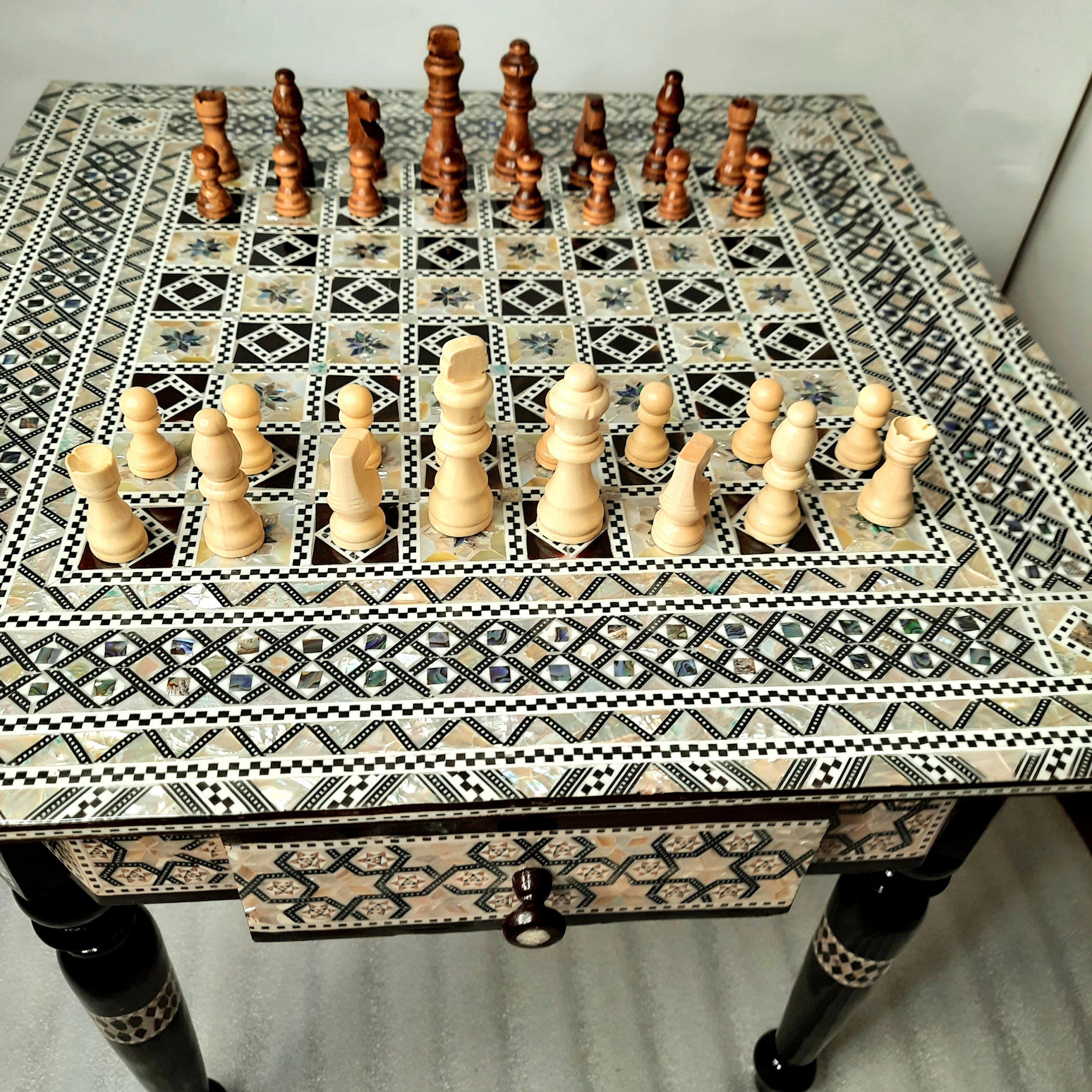 Post Modern Italian Game Table with Integrated Chess Board and