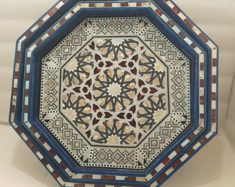 Set of 3 Mother of Pearl Inlaid Beech Wood Trays – Egyptian Handmade Home Decor
