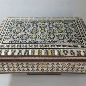 Handmade Wood Jewelry Box, Egyptian Mother of pearl Inlaid Mosaic Wooden Jewelry Box, Jewellery Storage, Wedding Gift, Trinket Box.
